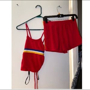 Two Piece Red Short Set